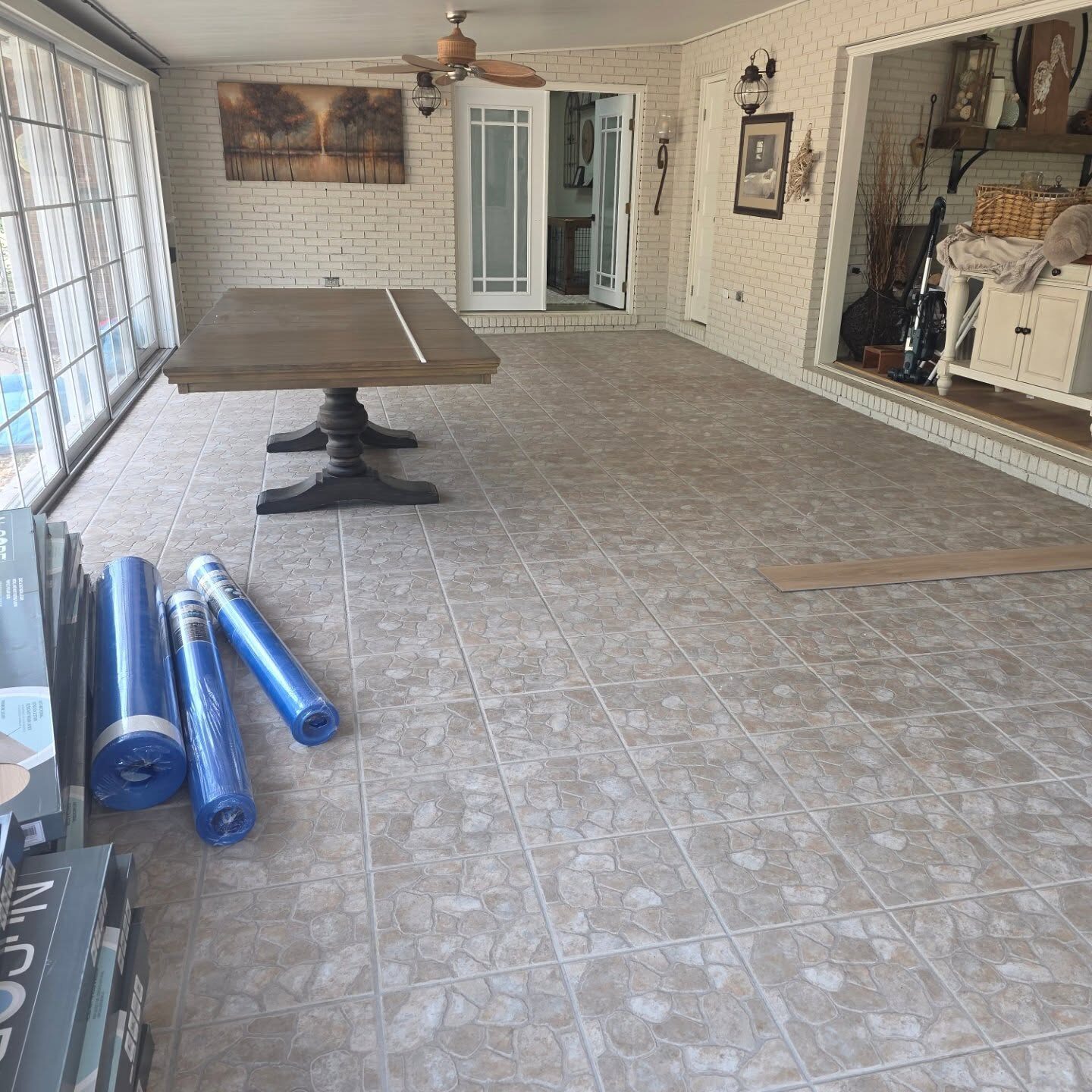 Luxury Vinyl Plank Floors, before the work in Longwood