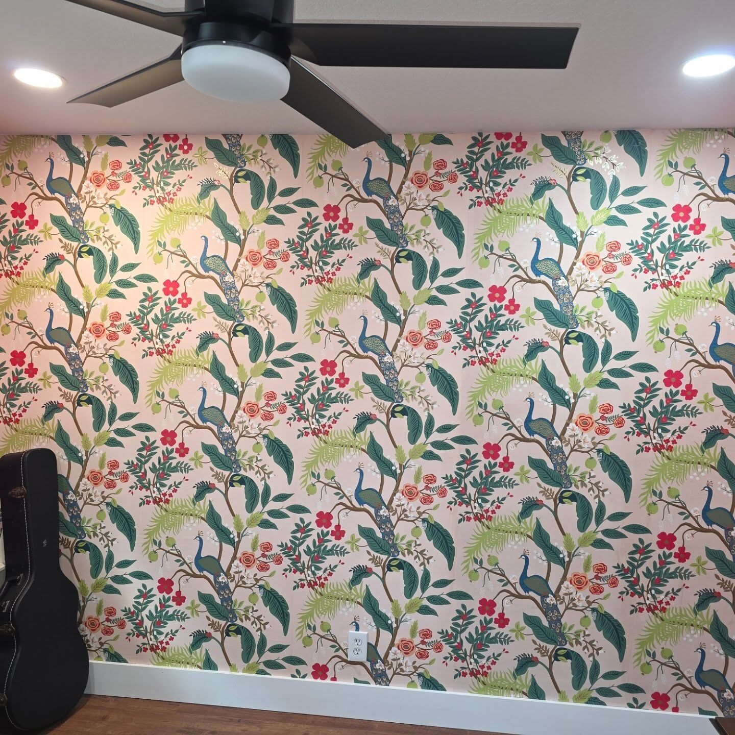 Wallpaper accent wall, built by Moss Maintenance
